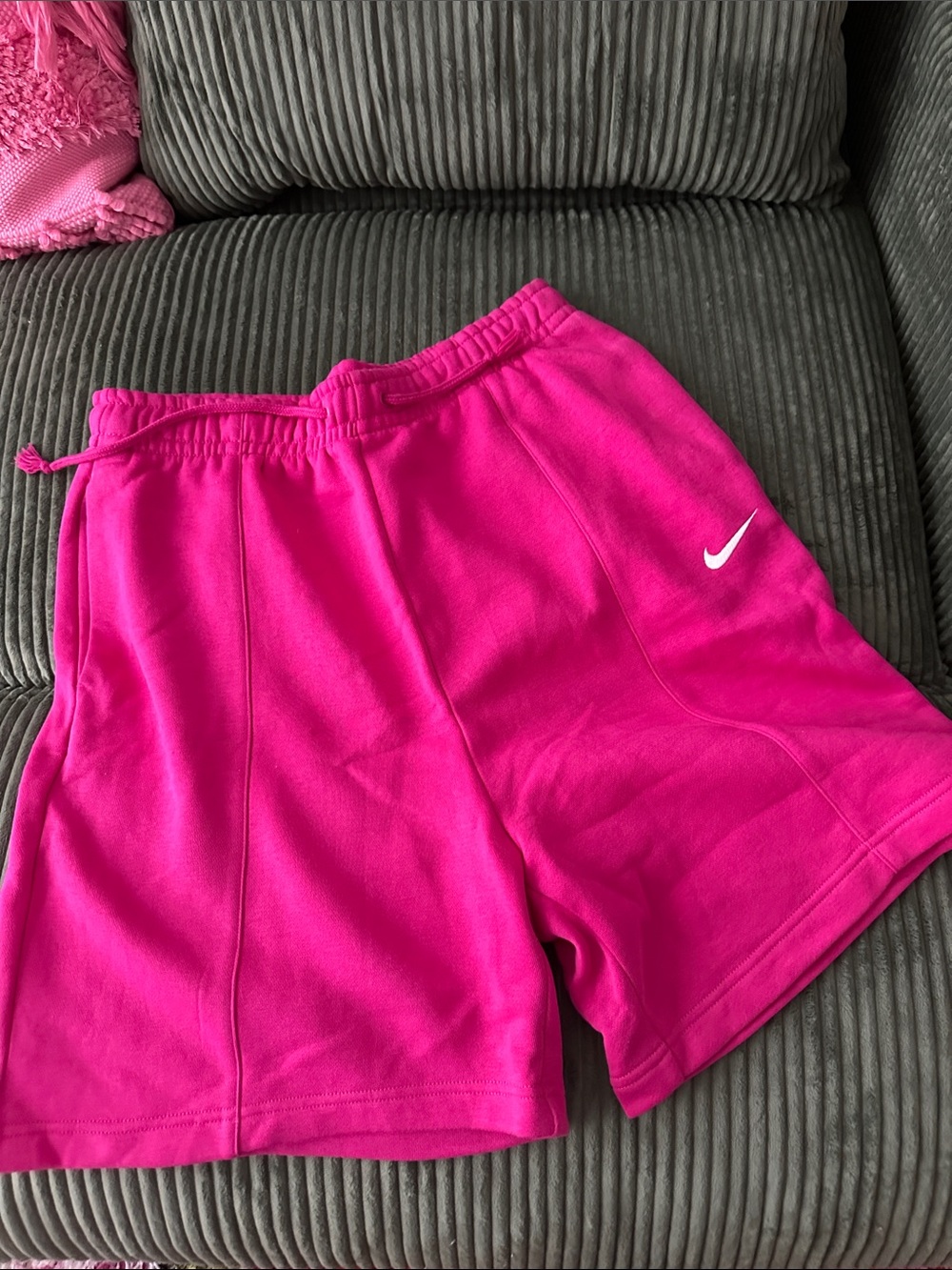 Nike Women’s Bright Pink Athletic Shorts with White Swoosh medium